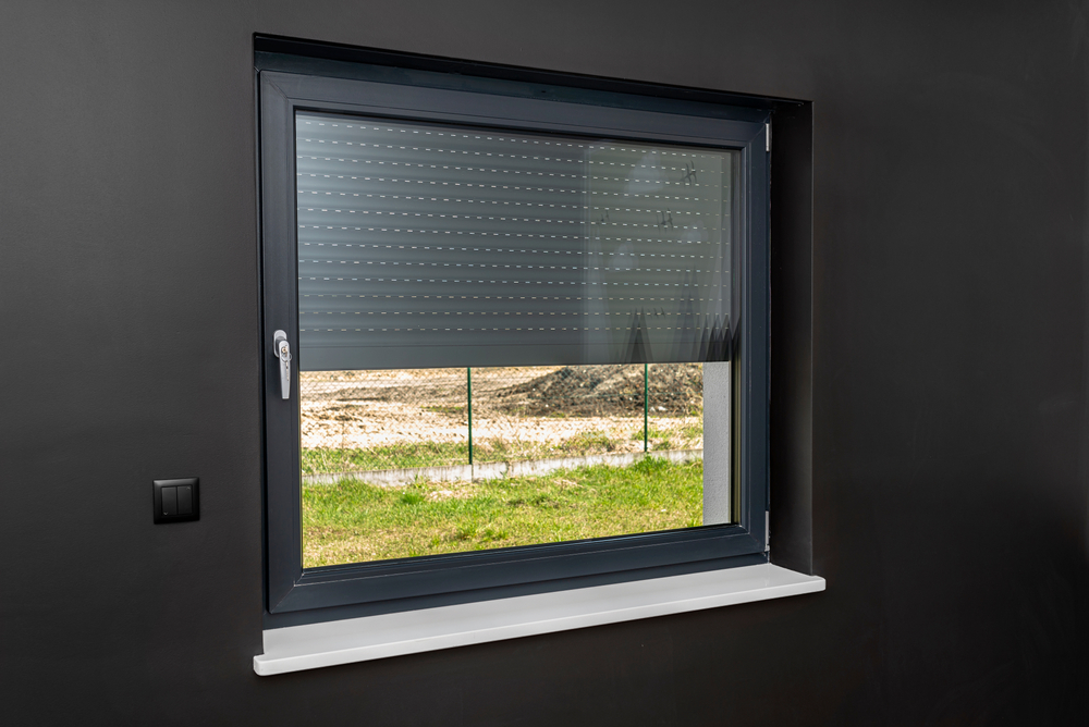 A,Large,Window,In,A,Room,With,Black,Walls,,Half
